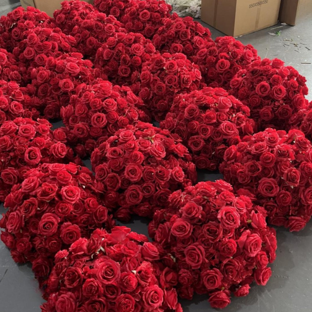 Pure Red Wild Rose Premium Flower Ball - 1029
