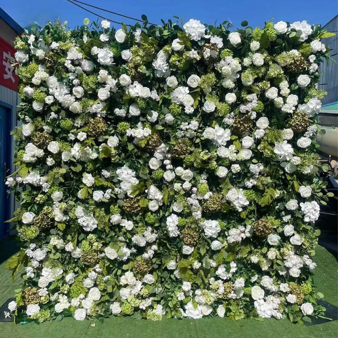 White Rose Greenery Moss Premium Flower Wall - 516