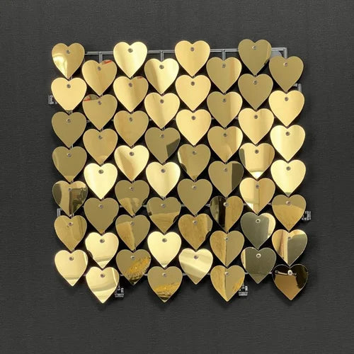 Light Gold Classic Heart Mirror Shimmer Wall - 4011