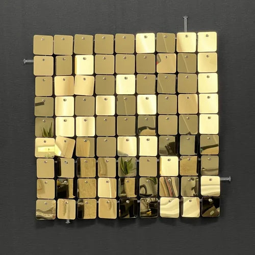 Light Gold Classic Square Mirror Shimmer Wall - 4009