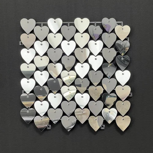 Silver Classic Heart Mirror Shimmer Wall - 4003