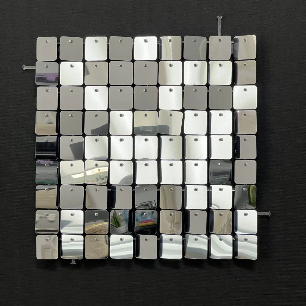 Silver Classic Square Mirror Shimmer Wall - 4001