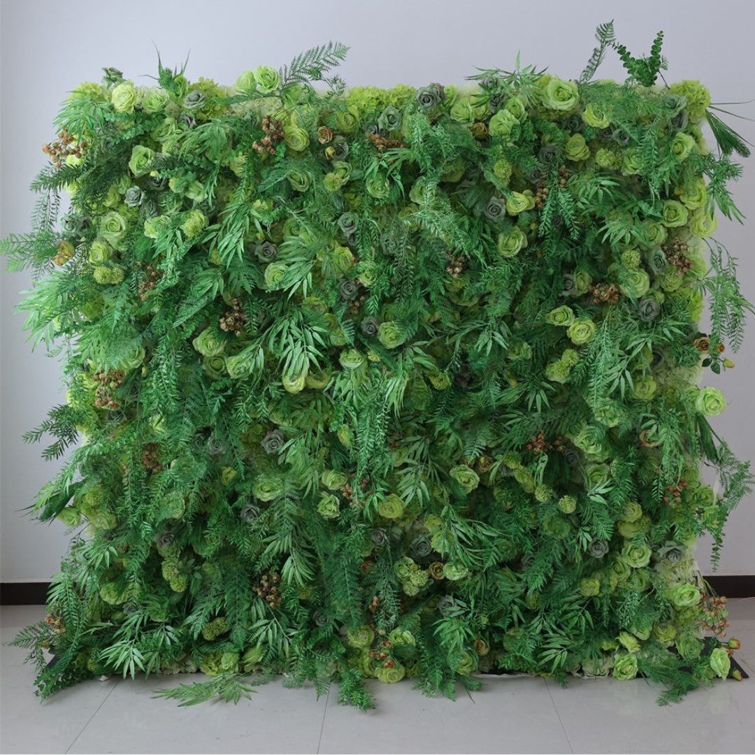 Wild Green Rose Premium Greenery Flower Wall - 531