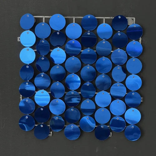 Dark Blue Classic Circle Mirror Shimmer Wall - 4018