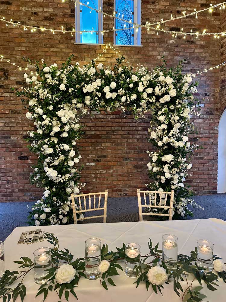 White Rose with Greenery Premium Square Flower Arch - 5007