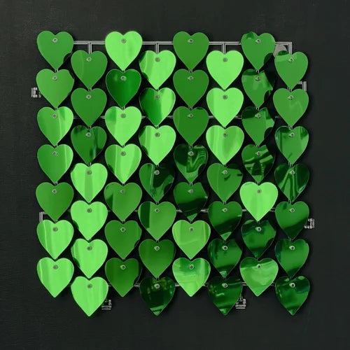 Light Green Classic Hearts Mirror Shimmer Wall - 4023