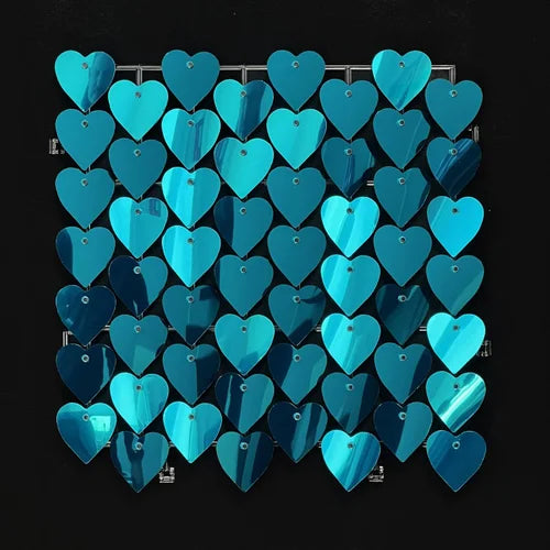 Light Blue Classic Heart Mirror Shimmer Wall - 4015