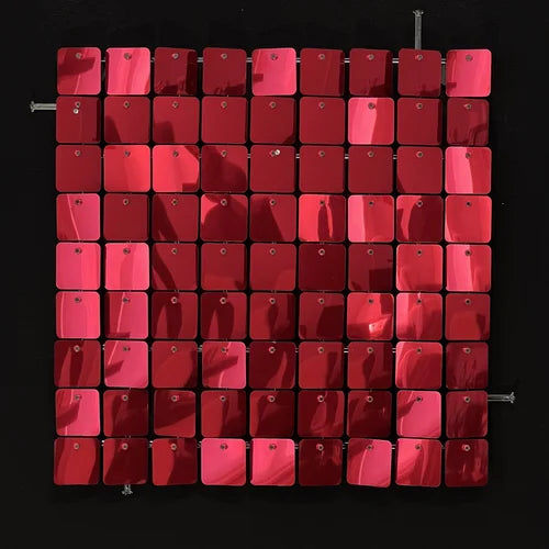 Deep Red Classic Square Mirror Shimmer Wall - 4033