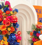 Blue, Orange, Pink, & Yellow Premium Floral Arch - 4586