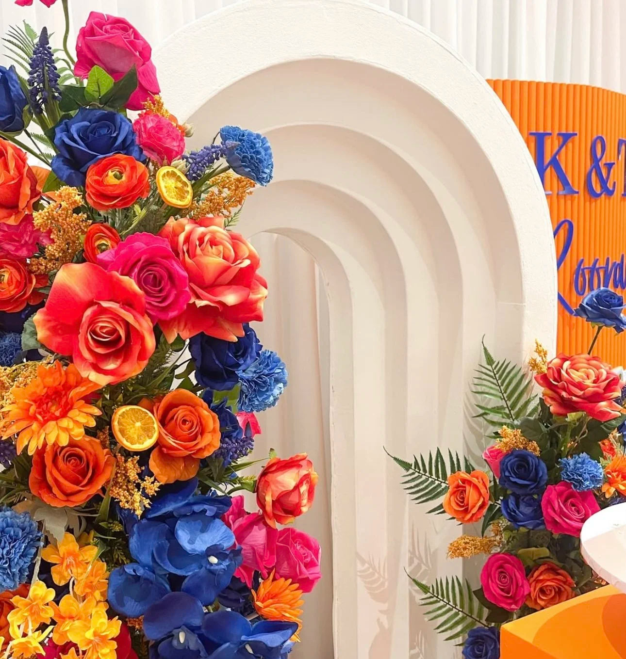 Blue, Orange, Pink, & Yellow Premium Floral Arch - 4586