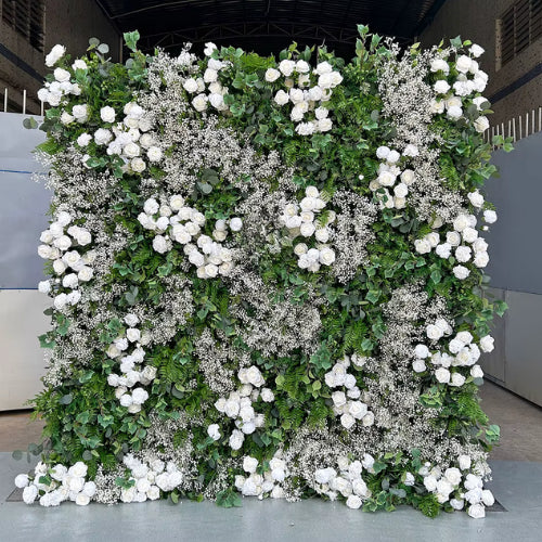 Green & White Baby's Breath Premium Flower Wall - 233