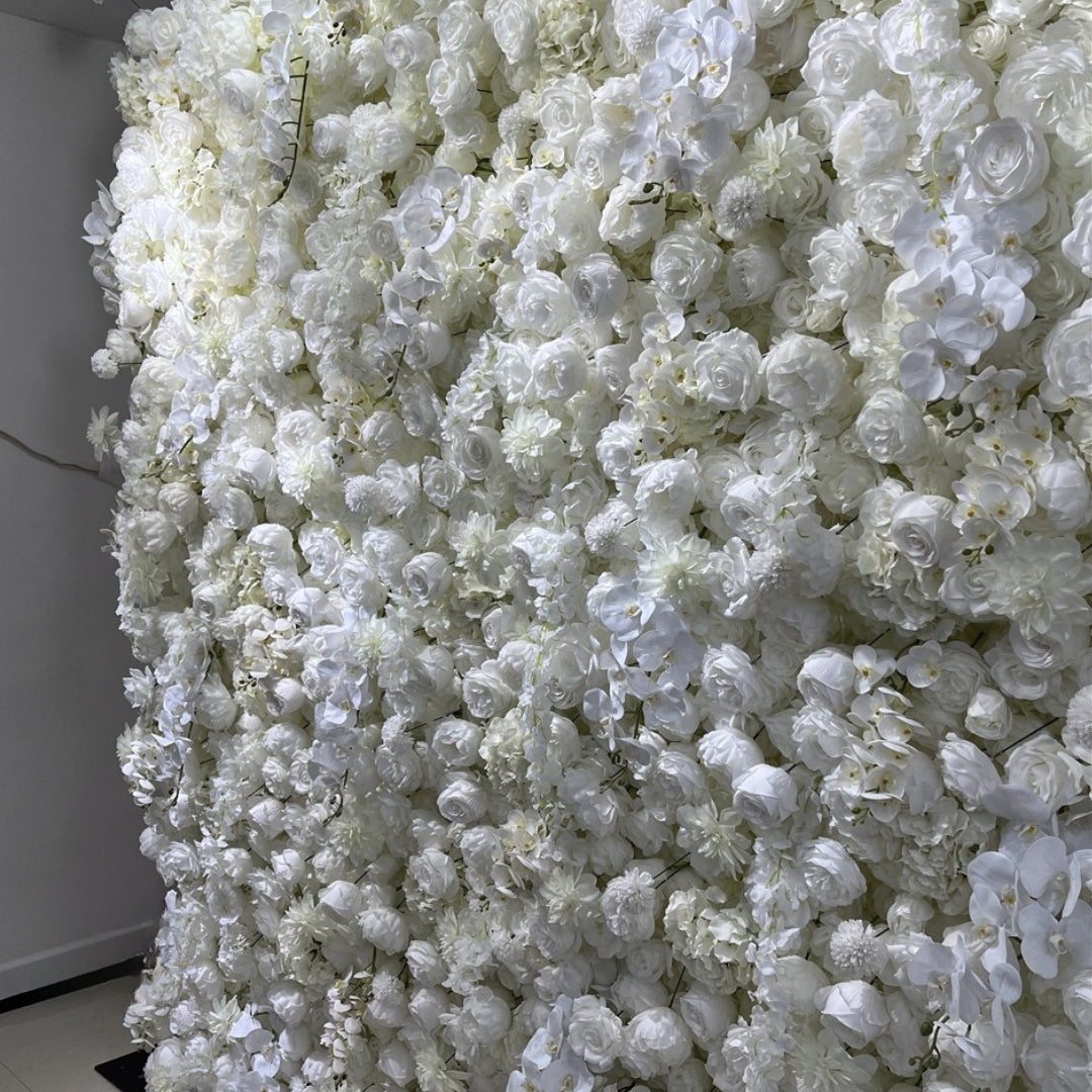 Dripping White Ivory Premium Flower Wall Backdrop - 278