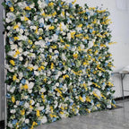 Yellow & Blue Greenery Premium Flower Wall - 322
