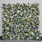 Yellow & Blue Greenery Premium Flower Wall - 322