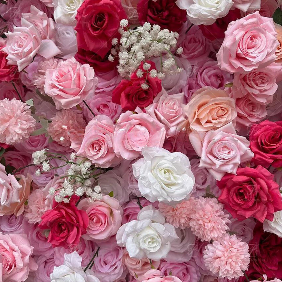 Pink, White and Peach Premium Flower Wall - 206