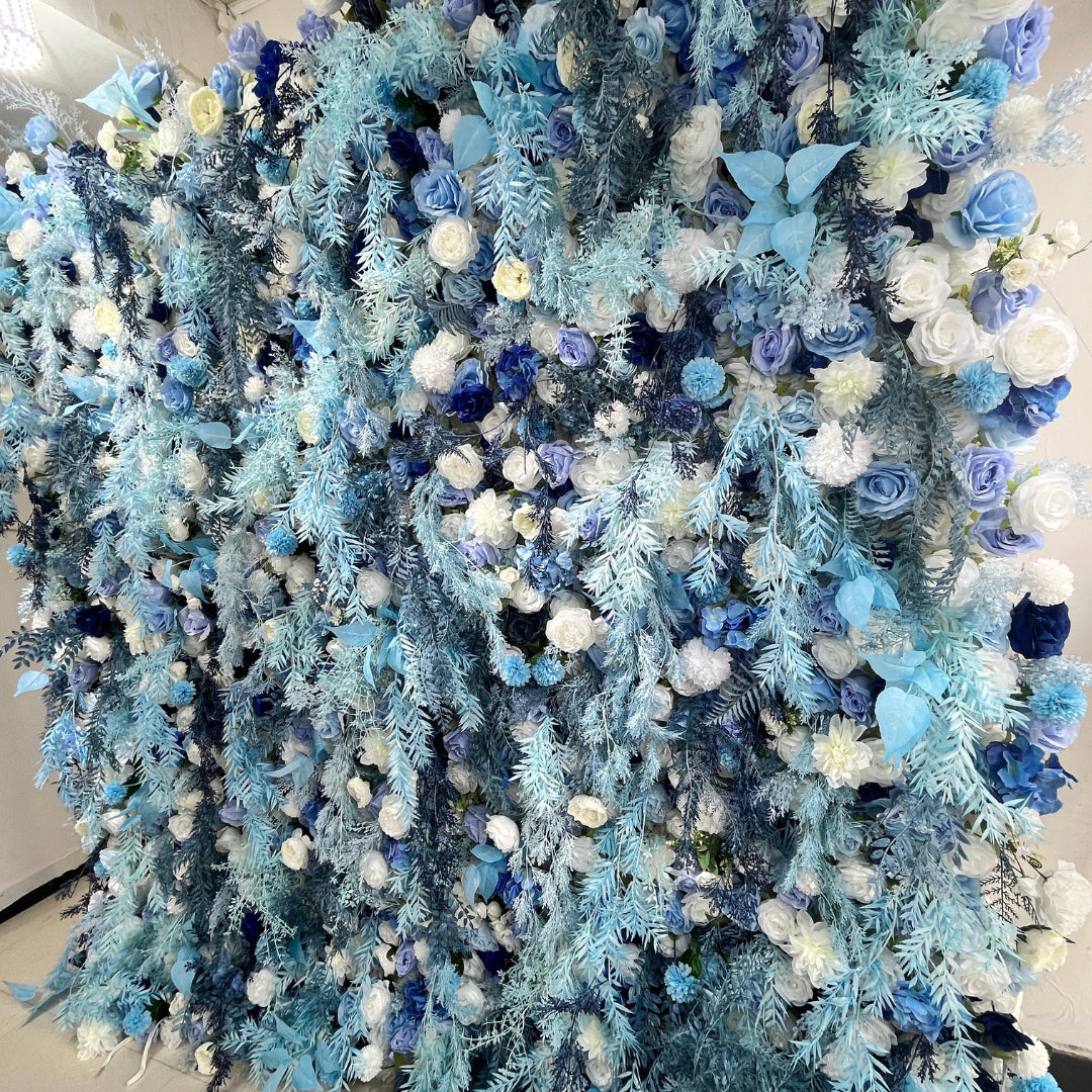 Into The Meadow Dripping Blue & White Flower Wall - 284