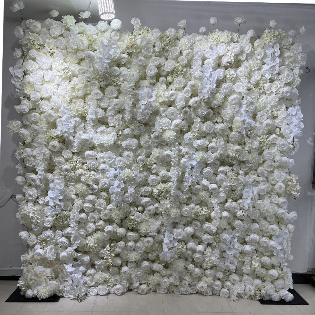 Dripping White Ivory Premium Flower Wall Backdrop - 278
