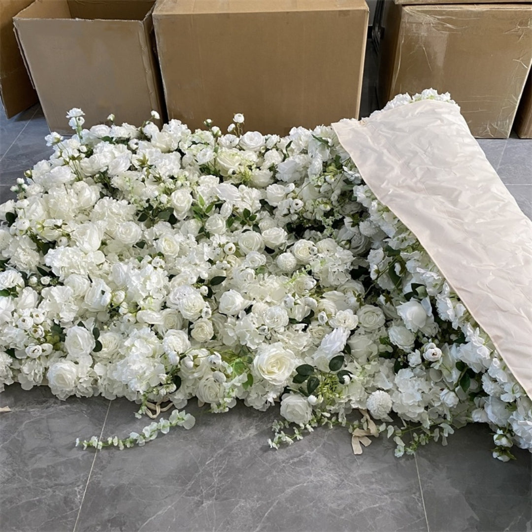 Deluxe Wild White and Greenery Premium Flower Wall- 087