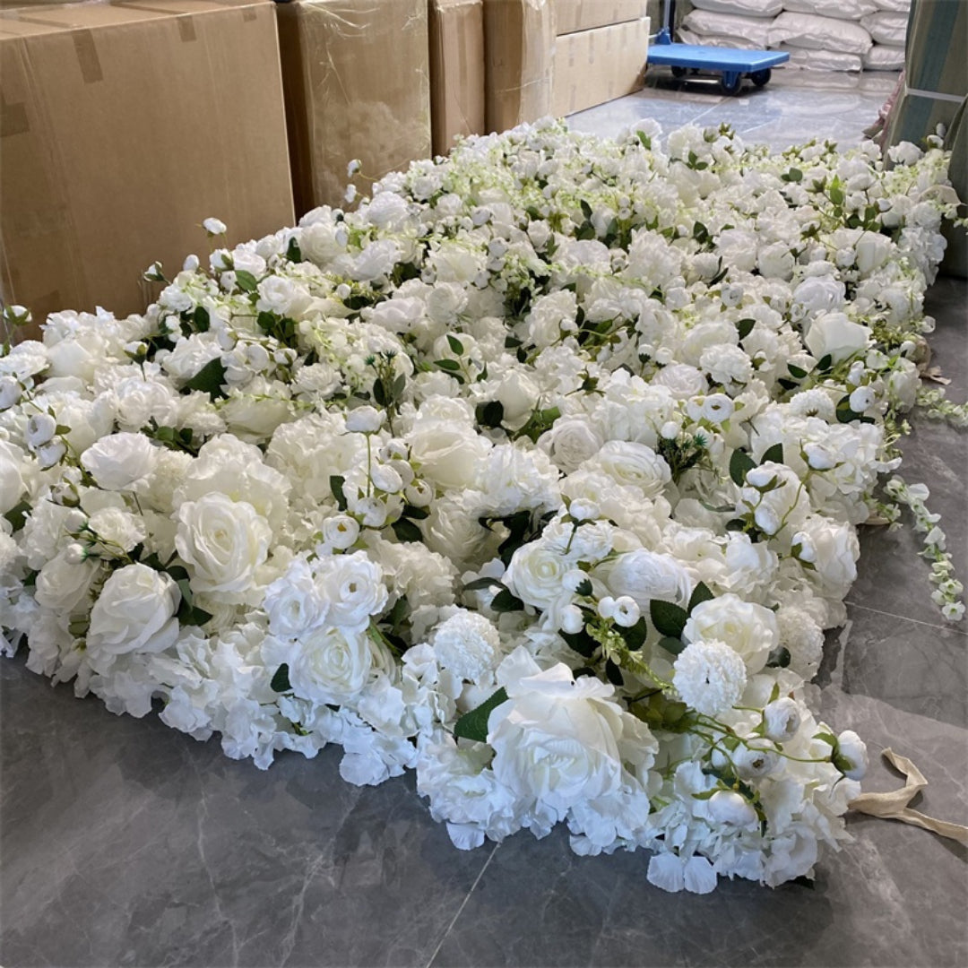 Deluxe Wild White and Greenery Premium Flower Wall- 087