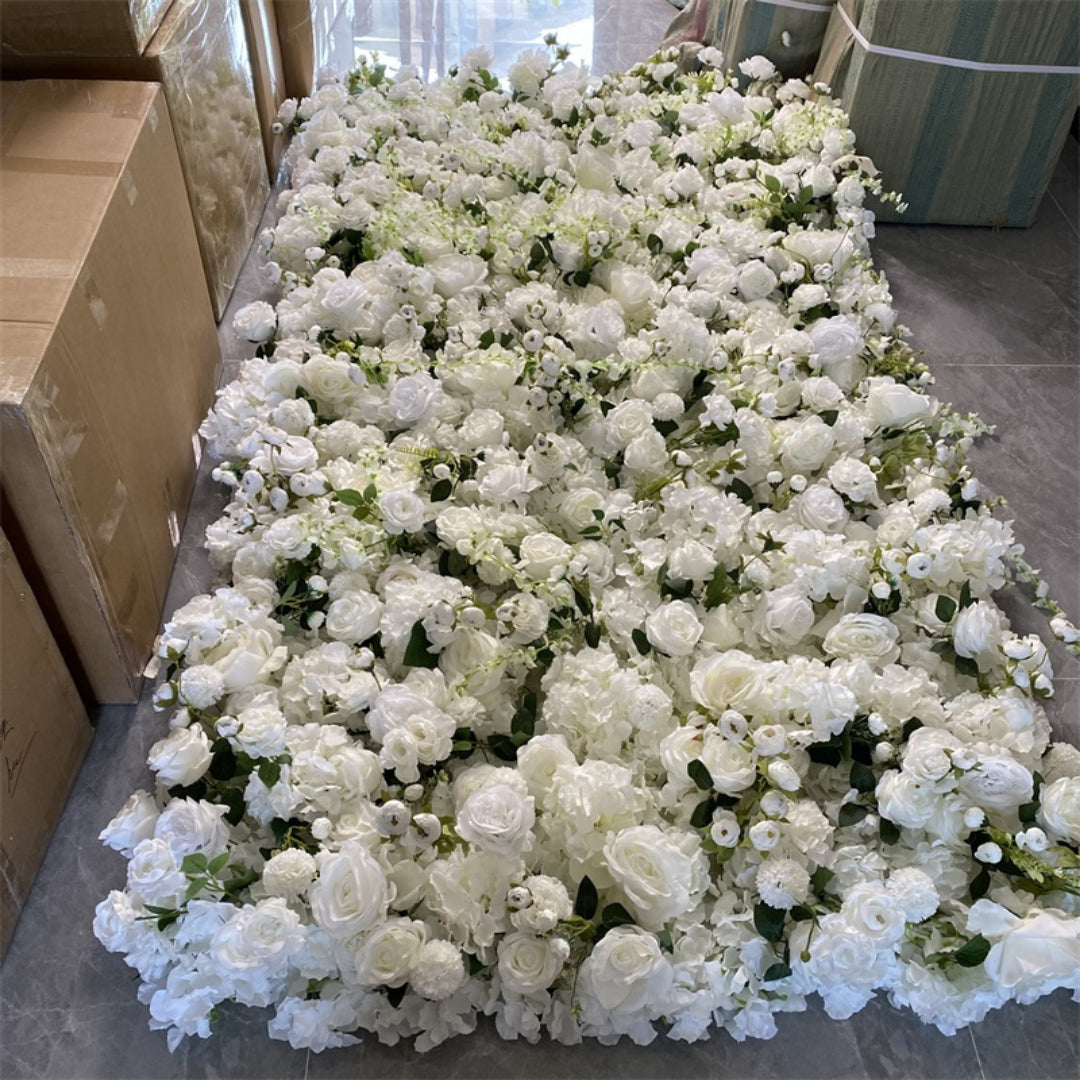 Deluxe Wild White and Greenery Premium Flower Wall- 087