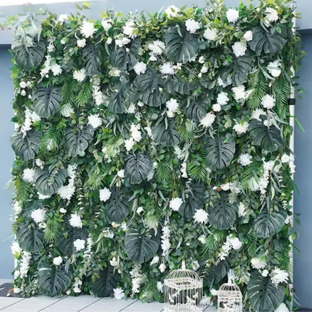 White Rose Jungle Greenery Premium Flower Wall - 506