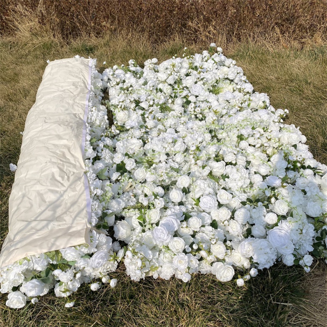 Deluxe Wild White and Greenery Premium Flower Wall- 087