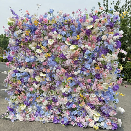 Blue, Pink, Yellow and White Pastel Premium Flower Wall - 276