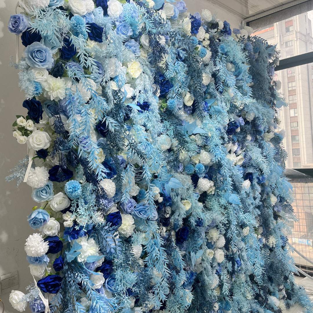 Into The Meadow Dripping Blue & White Flower Wall - 284