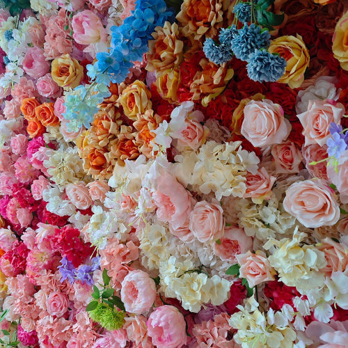 Dripping Pink, Blue, Orange and Green Premiun Flower Wall - 252