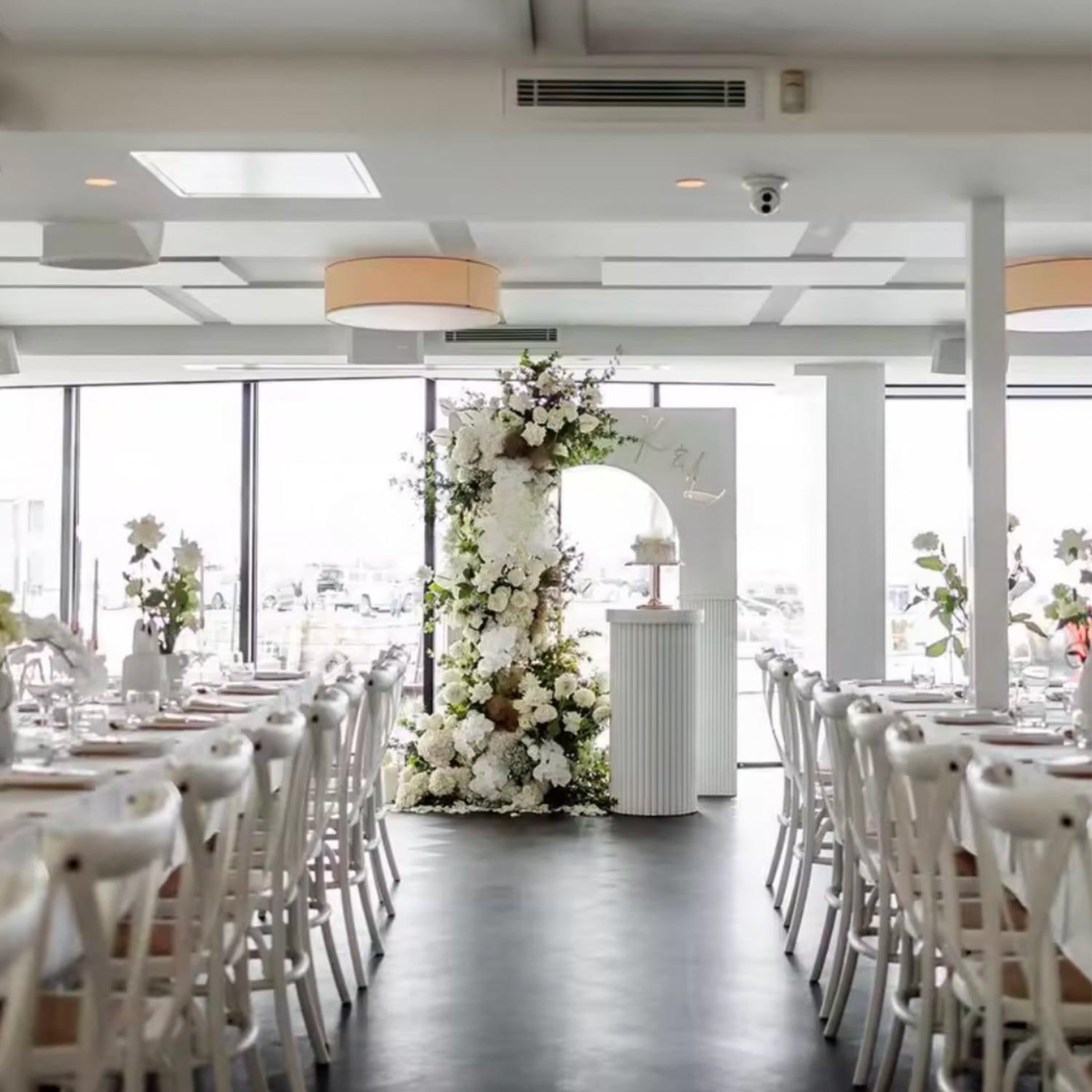 White, Cream, Brown Greenery Premium Floral Flower Arch - 4551