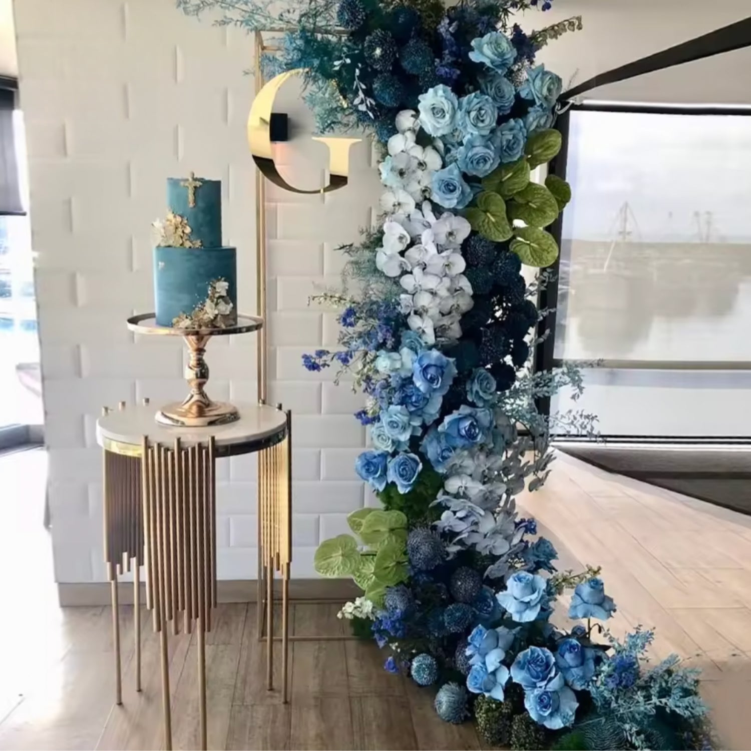 Multi Blue Shade with Greenery Premium Floral Flower Arch - 4552