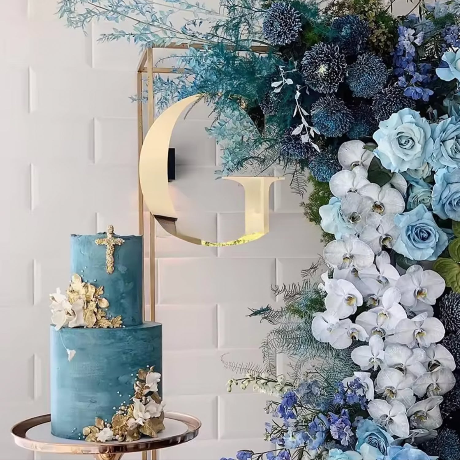 Multi Blue Shade with Greenery Premium Floral Flower Arch - 4552