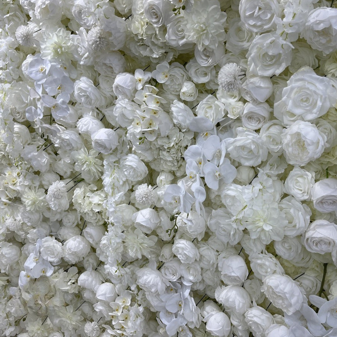 Dripping White Ivory Premium Flower Wall Backdrop - 278