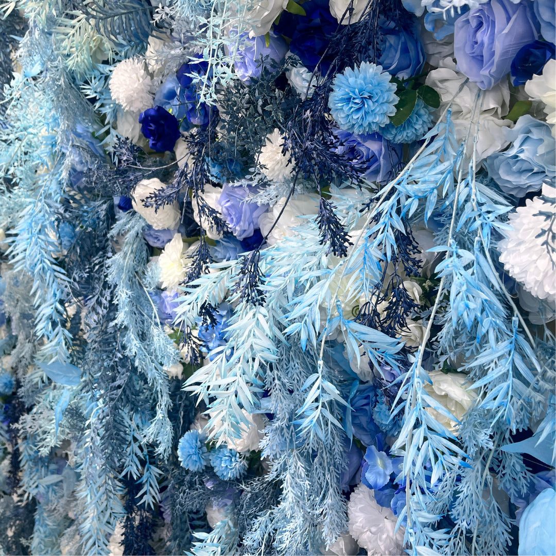 Into The Meadow Dripping Blue & White Flower Wall - 284