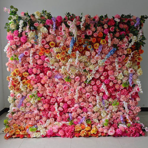 Dripping Pink, Blue, Orange and Green Premiun Flower Wall - 252