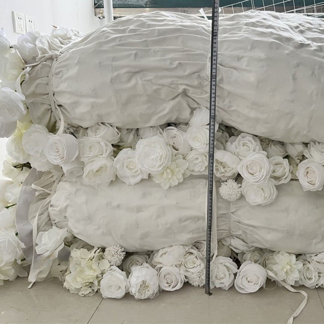 Dripping White Ivory Premium Flower Wall Backdrop - 278