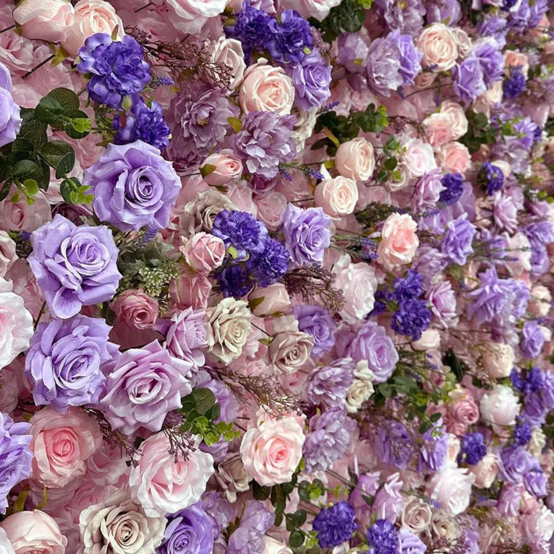 Purple & Pink Wild Rose Premium Greenery Flower Wall - 208
