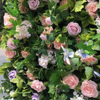 Pink & Purple Rose Premium Greenery Flower Wall - 103