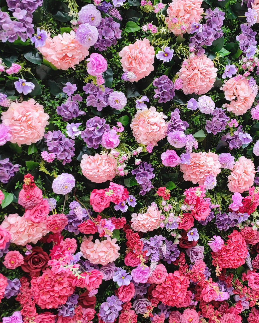 Purple & Pink Wild Hydrengea Premium Flower Wall - 223