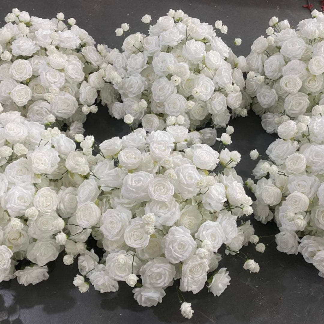 White Wild Rose with Mini Roses Premium Flower Ball - 1015