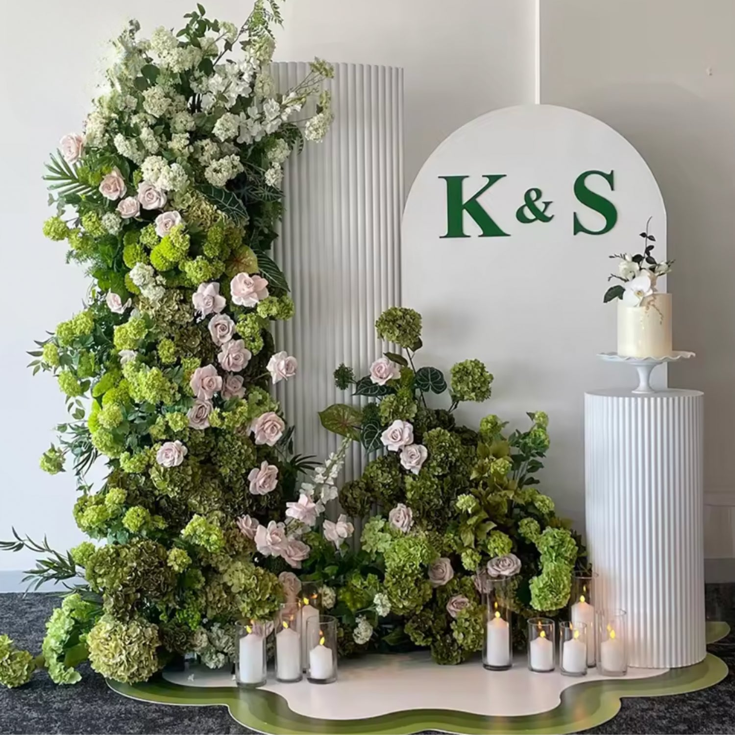 Deluxe Pink Rose Greenery Premium Floral Flower Arch - 4556