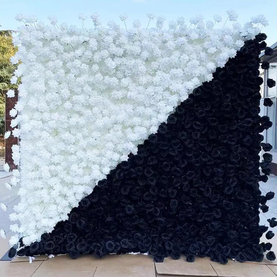 White & Black Premium Rose Floral Flower Wall - 210