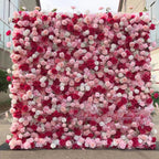 Light Pink, Red & White Wild Rose Premium Flower Wall - 176