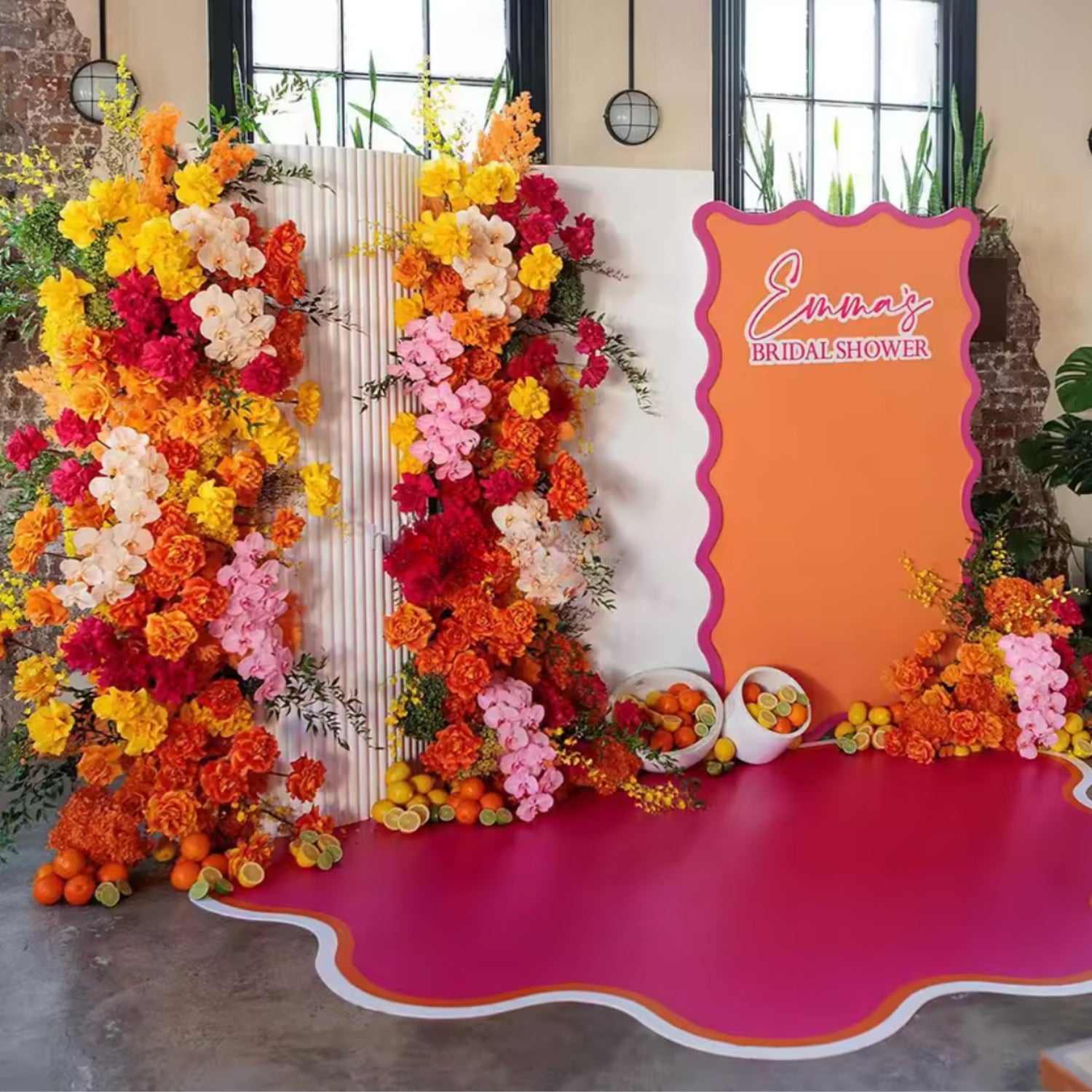 Yellow, Pink and Orange Premium Floral Flower Arch - 4558