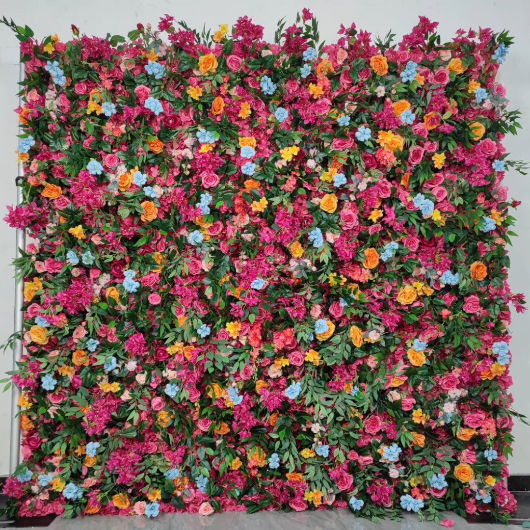Dripping Pink, Blue and Orange Premium Flower Wall - 182