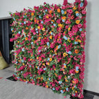 Dripping Pink, Blue and Orange Premium Flower Wall - 182