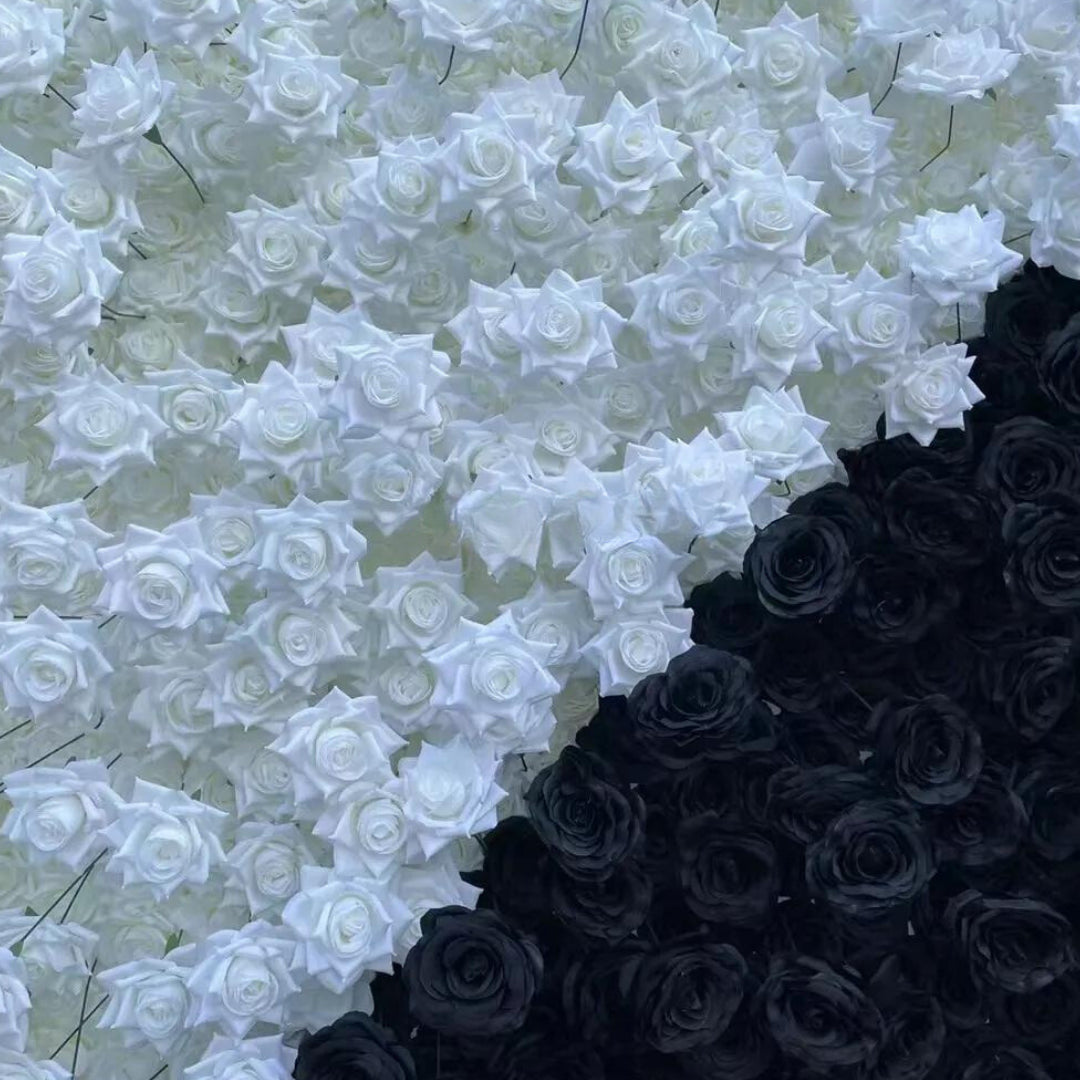 White & Black Premium Rose Floral Flower Wall - 210