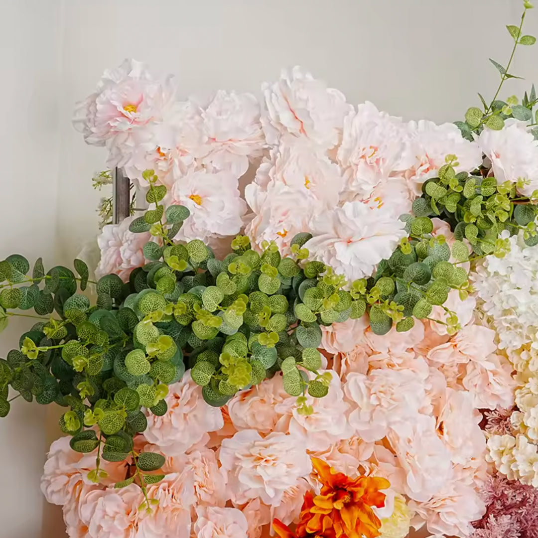 Dripping Pink, Green and Yellow Premium Flower Wall - 144