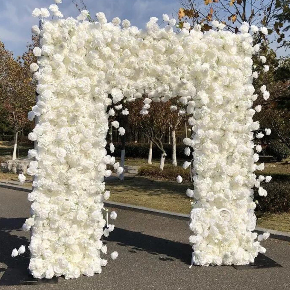 White Wild Rose Premium Floral Square Arch - 5001