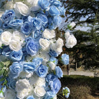 White & Blue Wild Rose Premium Floral Square Arch - 5004